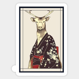 Reindeer japanese wear kimono vintage Sticker